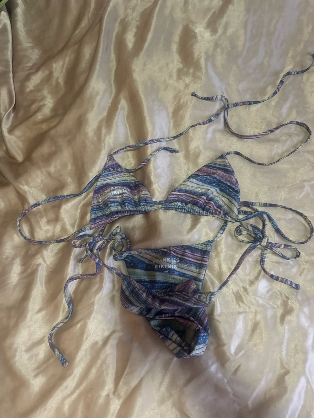 Frankies Bikini Metallic Stripe Hailey Seinfeld Triangle Bikini Top & Bottom